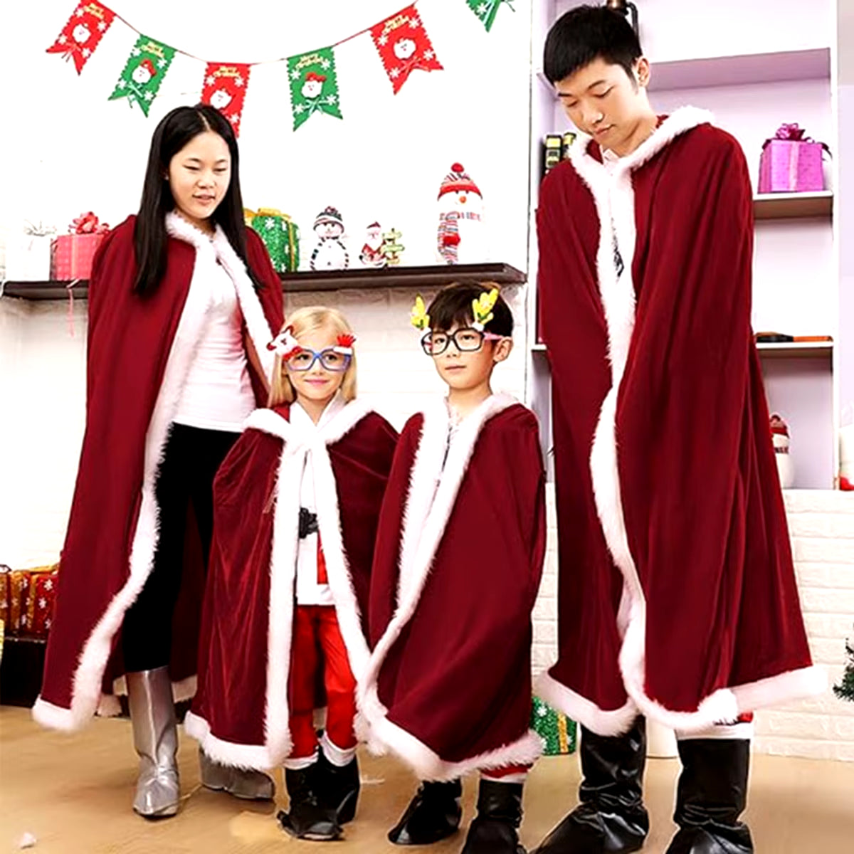 Lady'S Carnival Party Hooded Winter Christmas Cosplay Costumes Santa Claus Cloak Women Sexy Christmas Cape