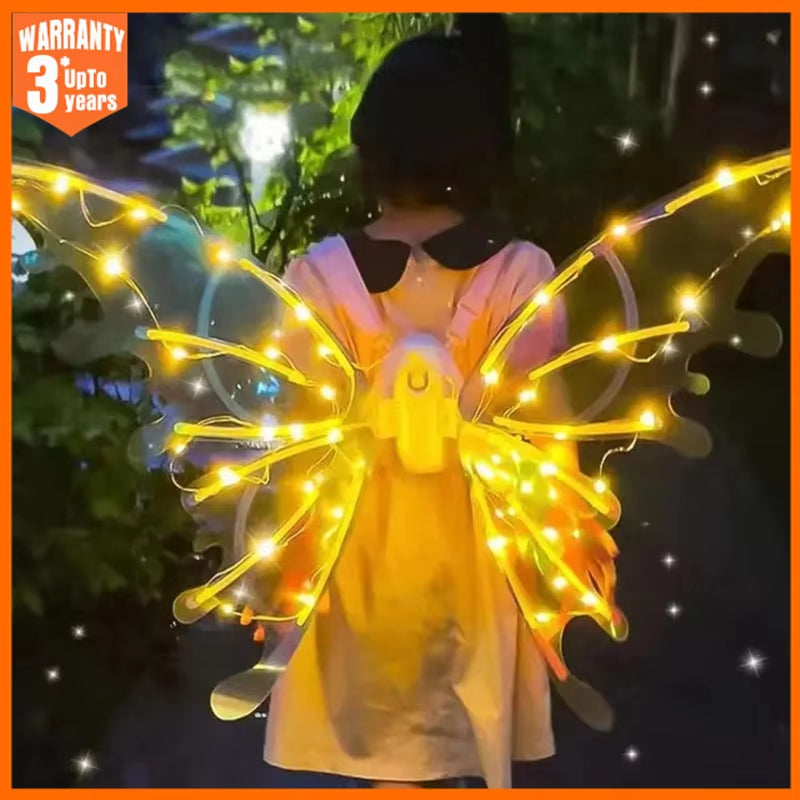 Halloween Children Electric Butterfly Wings Elf Wings Costume Magic Led Bats Wing Cosplay Dress up for Kids Cats Dogs