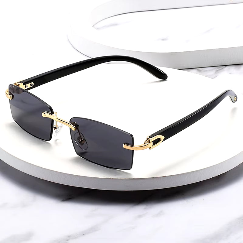 Buffalo Horn Sunglasses Rimless Square Luxury Designer White Black Buffs Sun Glasses Trendy Eyewear Gafas De Sol Hombre