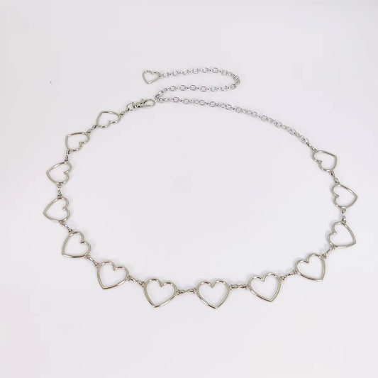 Women Fashion Heart Shaped Metal Waist Chain Belt Waistband Accessories